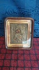 Antica Icona Russa Maria Madre Con Gesù Di Smolensk 1850-1880 Con Teca Originale