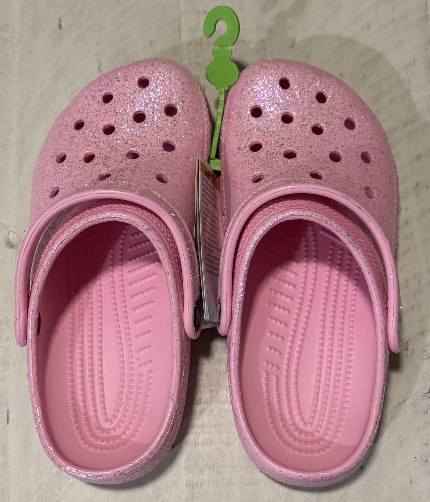 Zuecos Crocs Clásicos Niñas Rosa Brillo Brillante Talla J2