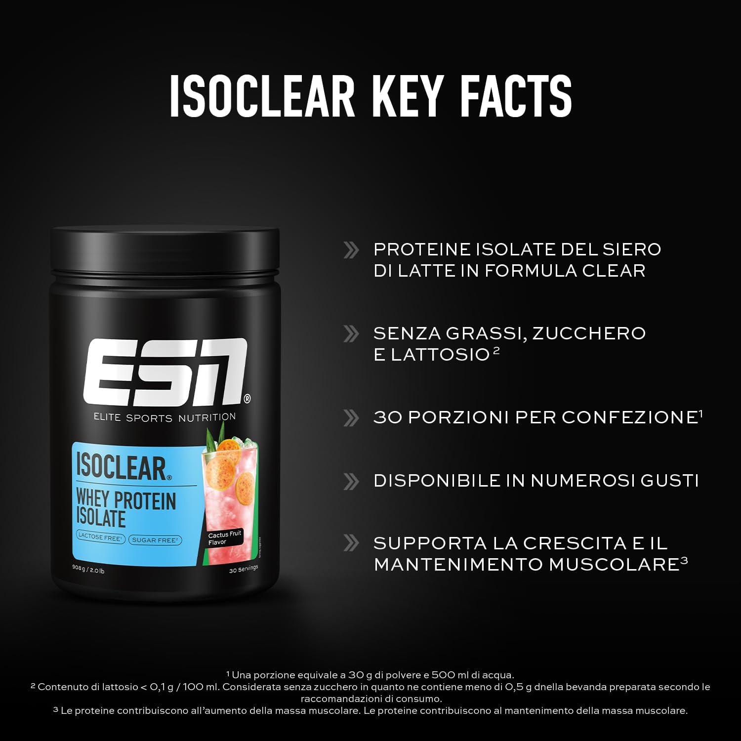 Proteine Isolate ESN ISOCLEAR 908g - Cactus Fruit - Post Workout - 3