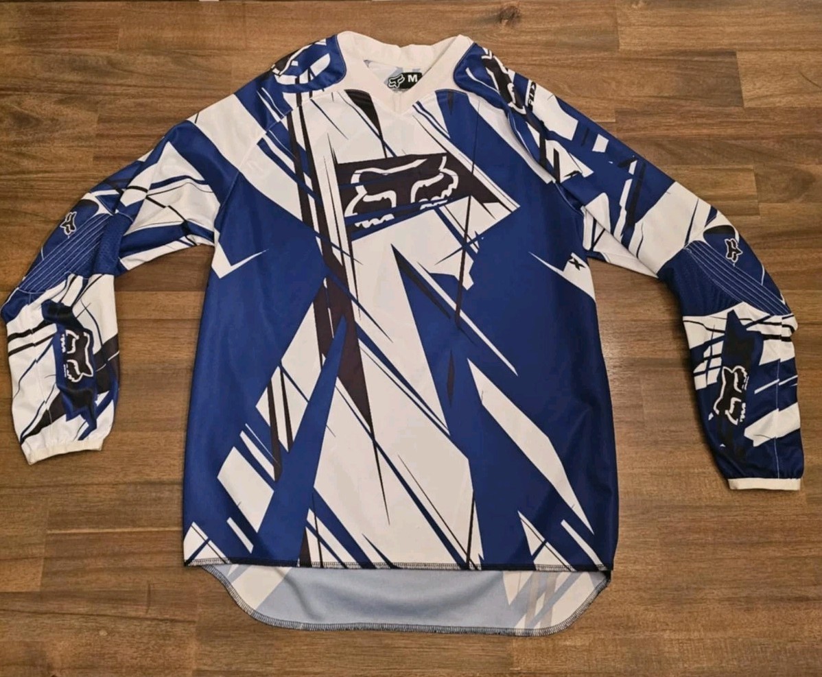 Fox Racing Long Sleeve Shirt Mens M Blue Long Sleeve Motocross Elbow Pads