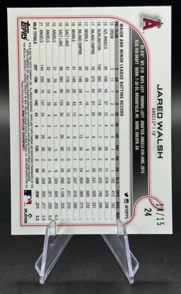 2022 Jared Walsh /15 Topps Chrome Ben Baller Chartreuse Refractor #24 Angels - Image 2 of 2