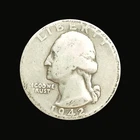 1942 D Washington Quarter Denver 25c 90% Silver Worn