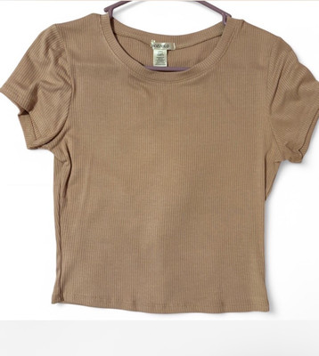 Bozzolo Women's Tan Ribbed Crop Top Sz L NWOT