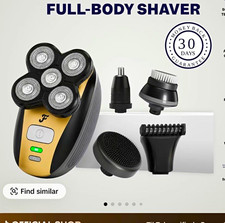 Men's 5-Head Rotary Full-Body Electric Body Shaver, Black/Gold