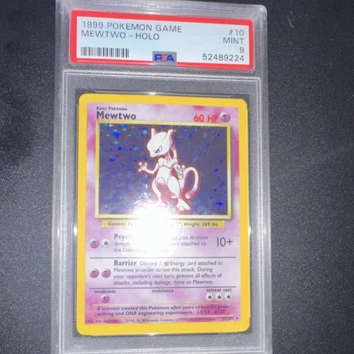 Mewtwo 10/102 Base Set Holo Rare Basic 60 HP PSA 9 1999 English Pokémon Card