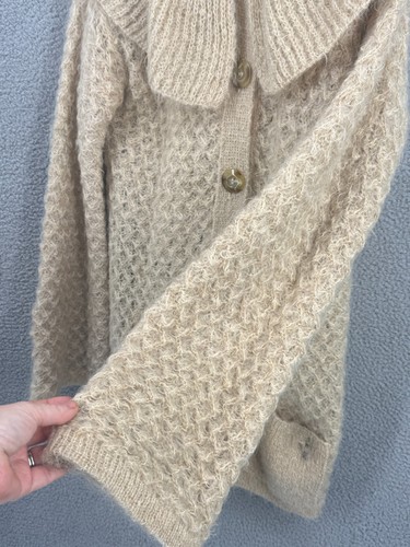 Vtg 70's Italy Handknit Chunky Oversize Cardigan Mohair-Wool Lucite Boho Long, $149.99 - Photo 7