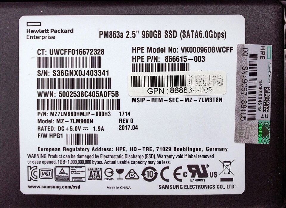 HP 868928-001 960GB SATA 6G RI SFF SC DS SSD - Image 2 of 4