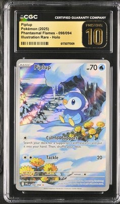 2025 POKEMON ENGLISH PHANTASMAL FLAMES PIPLUP #098/094 CGC 10 PRISTINE