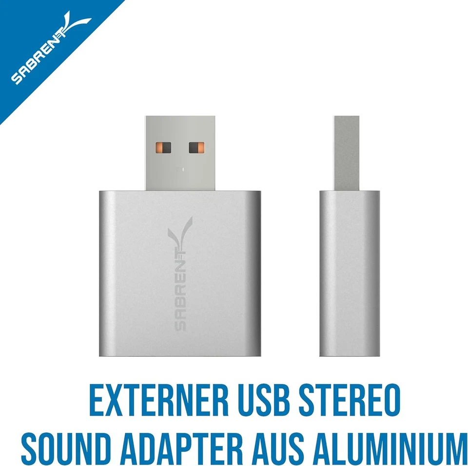 SABRENT Soundkarte USB auf Klinke 3,5mm Kopfhörer Audio Adapter Aluminium - Bild 2 von 4