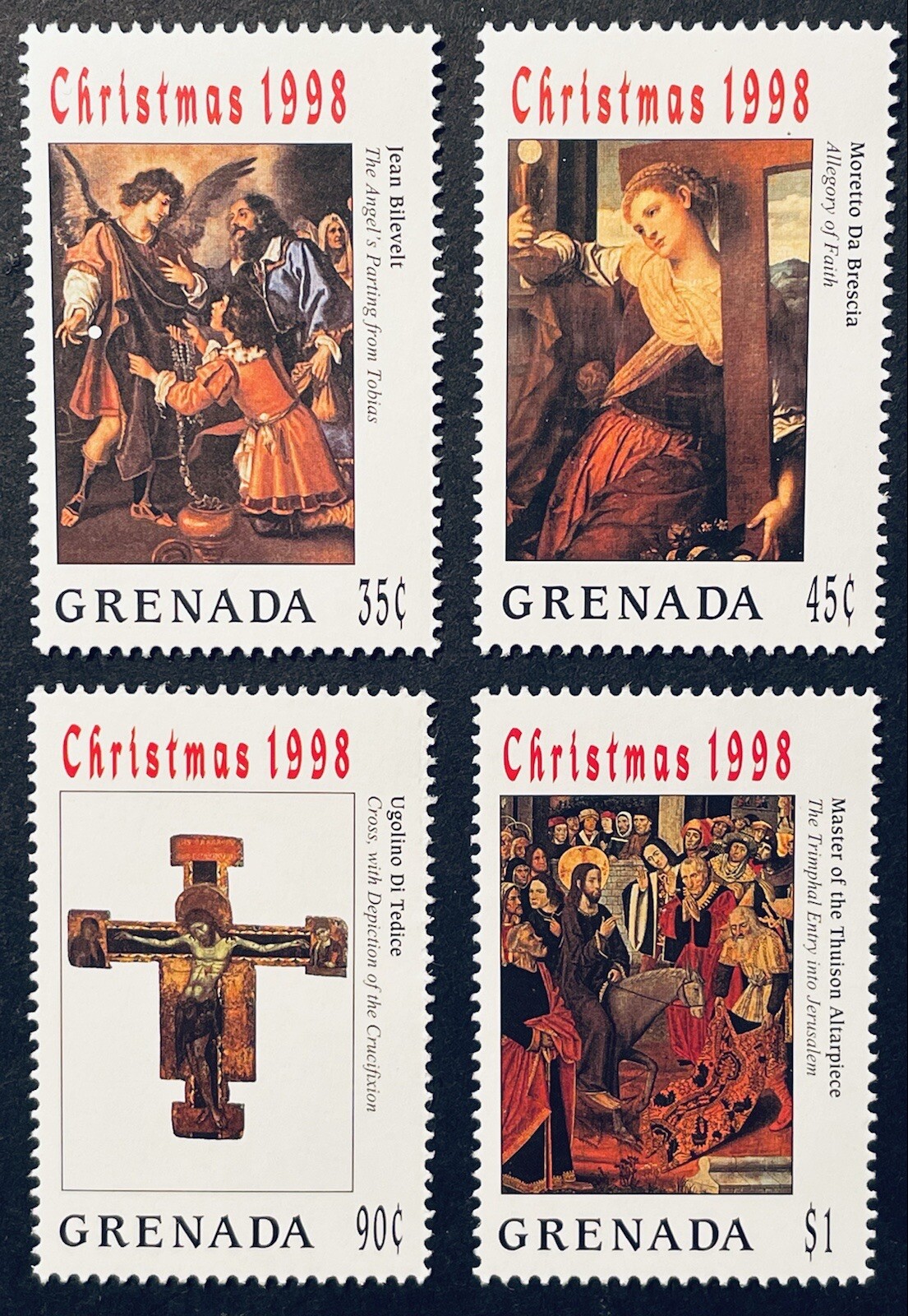 GRENADA CHRISTMAS ART STAMPS SET 4V 1998 MNH THE ANGEL'S PARTING ...