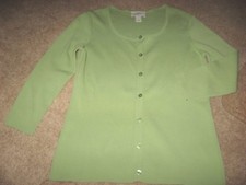 Womens Lt Green ANN TAYLOR LOFT 3/4 Sleeve Cardigan Sweater Top XS