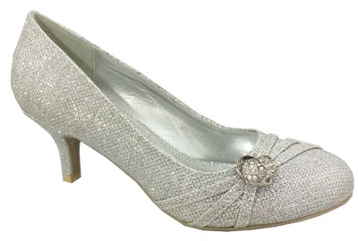 silver bridesmaid shoes low heel