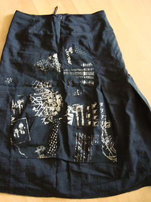 edler leichter Sommerrock schwarz-golden Barbara Konitz Gr. 46