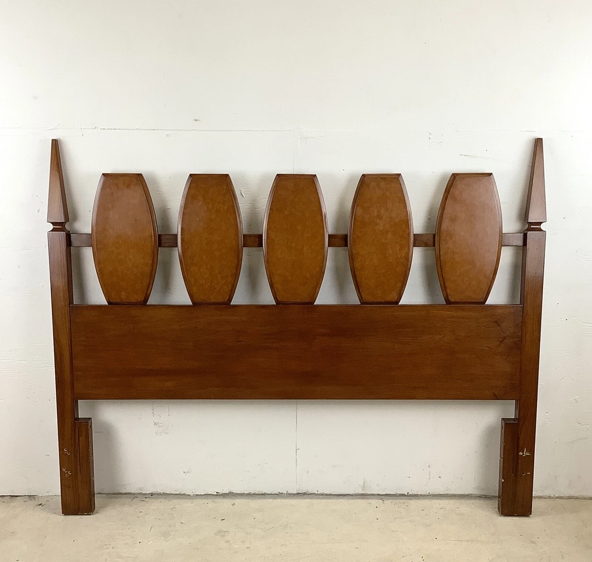 Mid Century Modern Burl Finish Headboard Full Queen Size eBay