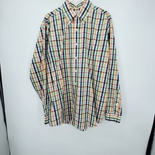 Brooks Brothers Mens Dress Shirt LARGE Plaid Button Up Cotton Original Polo