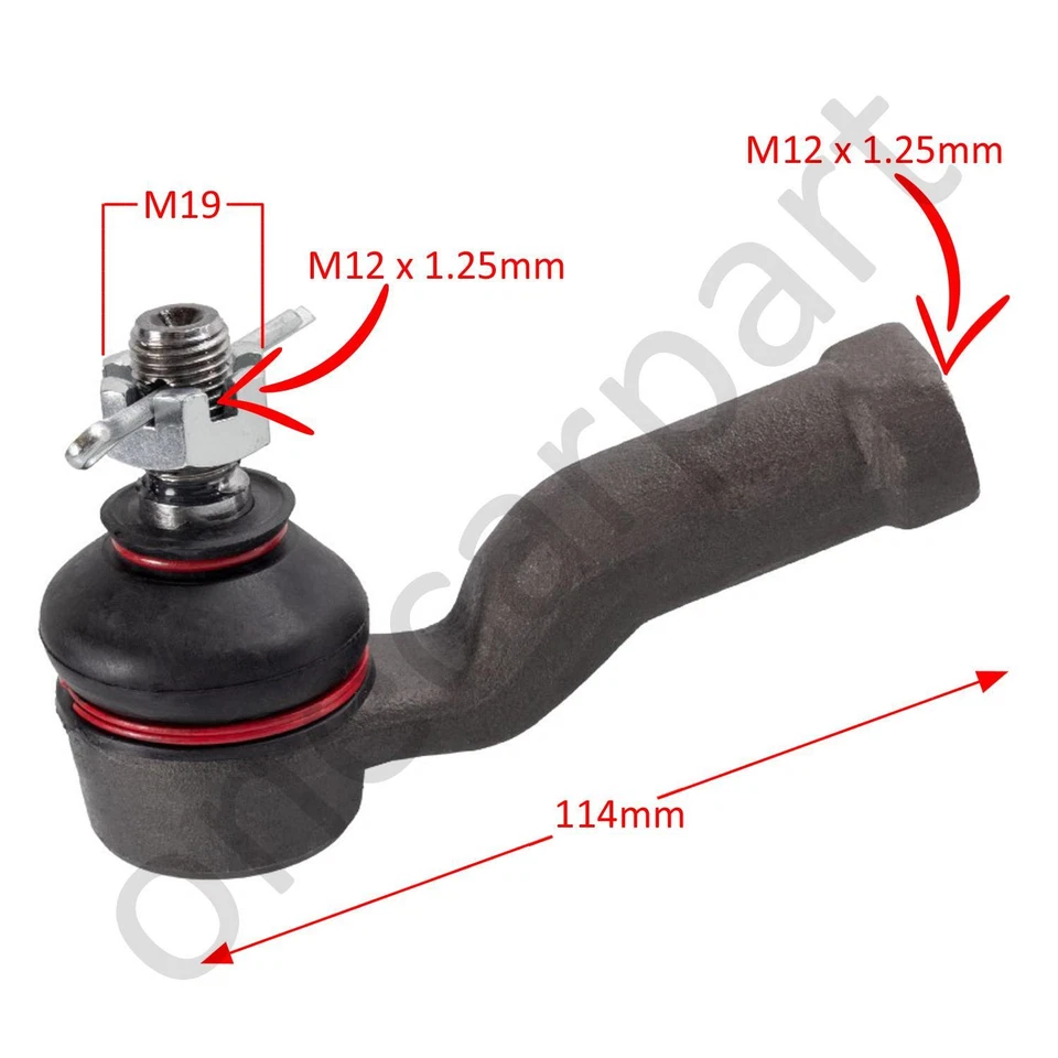 Front Tie Rod End x2 with Castle Nuts and Cotter Pins For Mazda MX-5 + Roadster - image 2 of 4