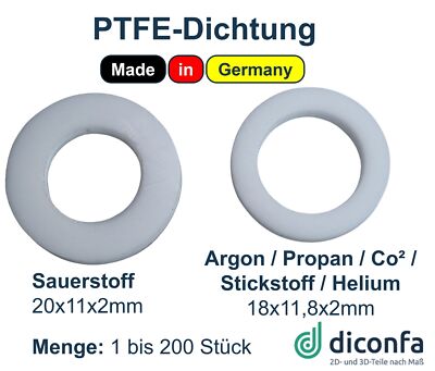 PTFE Dichtung Sauerstoff O2 Argon CO2 etc. - Schweißen Druckminderer Umfüllbogen