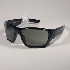 Timberland Sport Wrap Sunglasses Shiny Black With Green Lens TB7266 01N 64mm