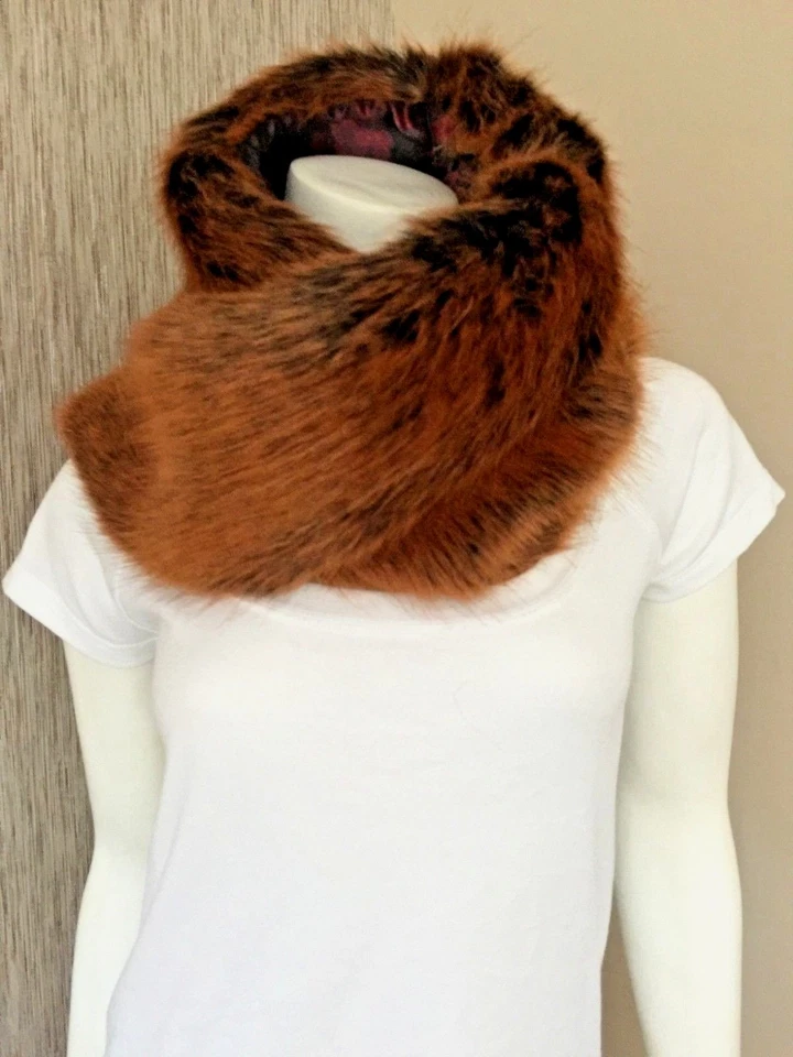 Biba De Cobre Y Negro Suave Piel Sintética Chal Bufanda Nueva Con Etiqueta - Imagen 4 de 4