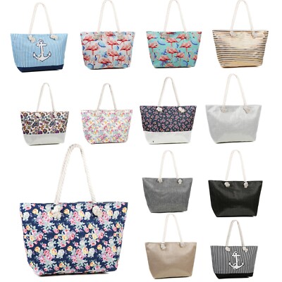 Extra extra große Canvas Tasche für Damen Tragetasche mit Reißverschluss Reise Einkaufstaschen