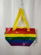 New Small Reusable Ikea Rainbow Bag Shopping Storage Plastic with Handles