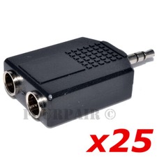 25 Pack 1/4" Dual Stereo Female to 3.5mm 1/8" Male TRS Audio Y Splitter Adapter