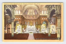 St. Nicholas R.C. Church Atlantic City New Jersey Vtg Unused Linen Postcard AF40