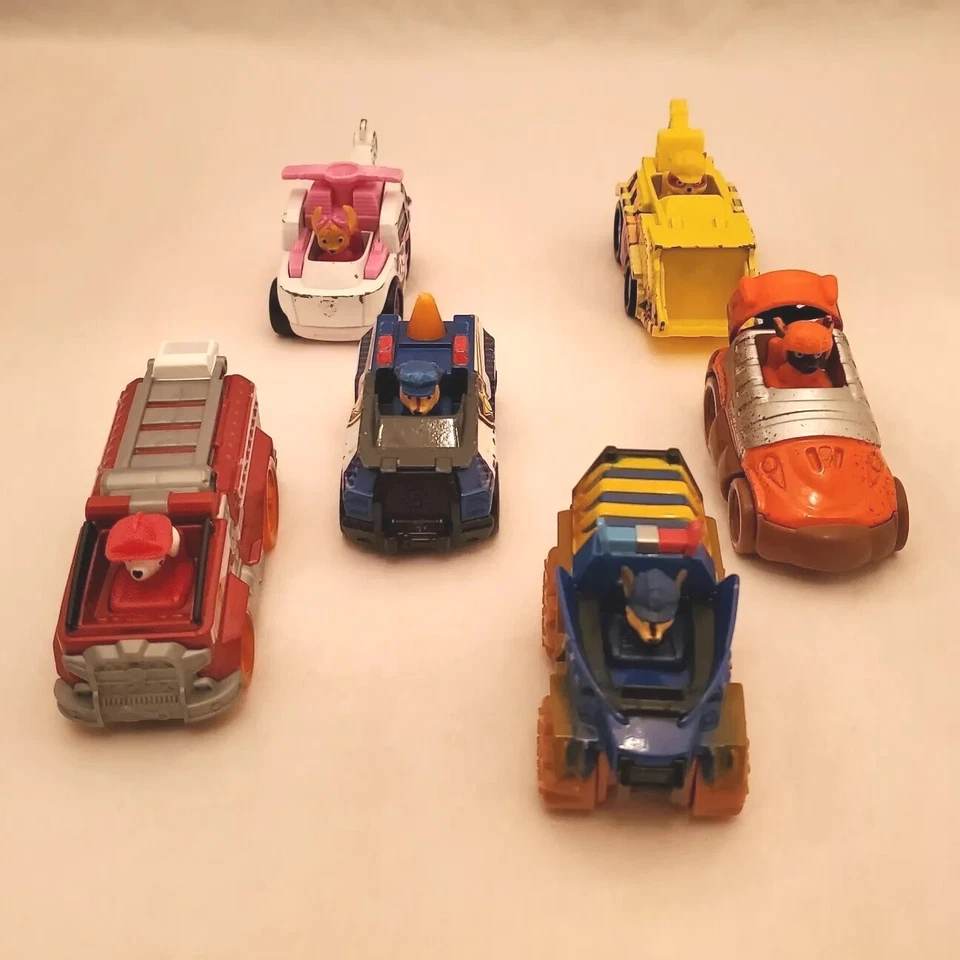 PAW PATROL 批量 6 件 压铸汽车 玩具 车辆 祖马 跟踪器 Sky Marshall Rubble — 第 2/4 张图片