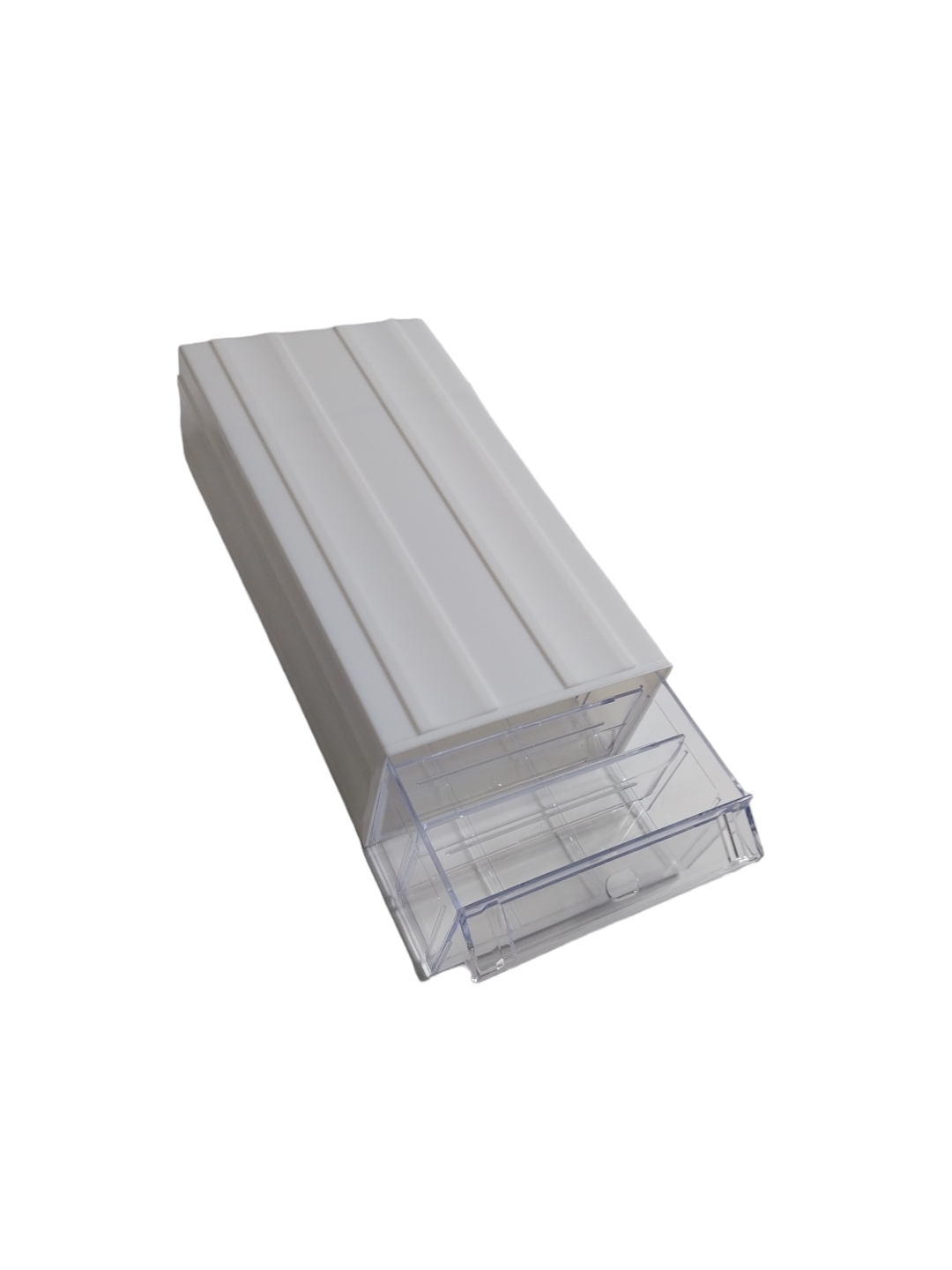 White Stackable Plastic Storage Drawers 322x160x87mm with Removable Compartments