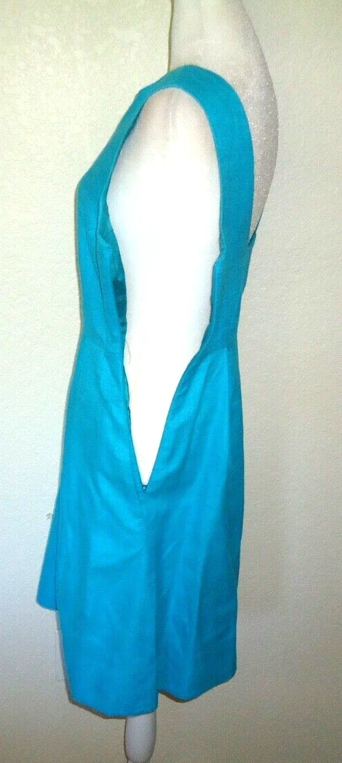 Abito Kate Spade New York aderente e svasato linea A lino scollo a V tasche taglia 2