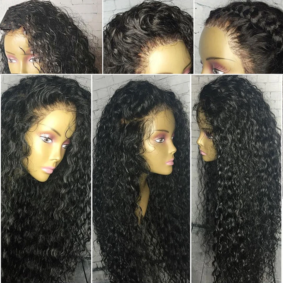 180% Density Black Synthetic Lace Front Wigs Long Loose Curly Wave Black Women - Image 4 of 4