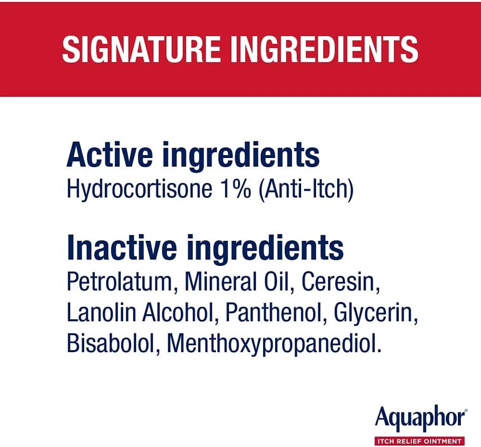 Aquaphor Itch Relief Ointment, Maximum Strength 1% Hydrocortisone Relieves Itch - Image 4 of 4