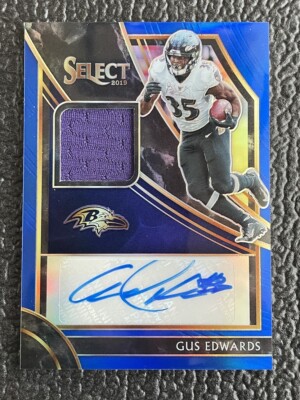  GUS EDWARDS 2019 SELECT  USED JERSEY BLUE REFRACTOR AUTOGRAPH /75! CHARGERS