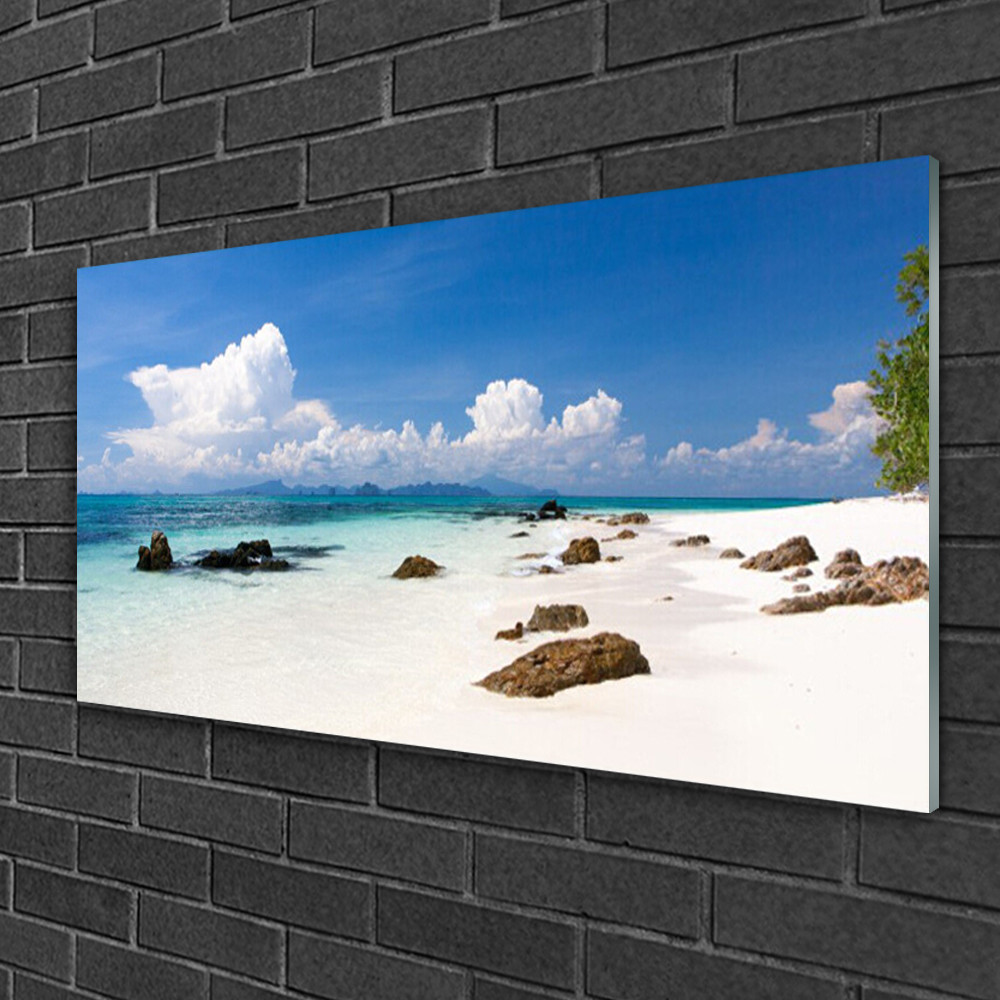 Image sur Verre 100x50 Pierres de Plage : Créez une Ambiance Spa dans votre Salle de Bain