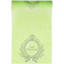 (1,60€/m) Tischläufer "Just Married" 5m x 30cm in grün -Hochzeit,Tischdecke
