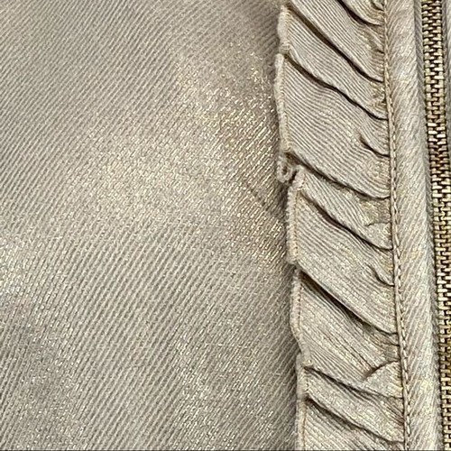 Lane Bryant Womens Plus Jacket Gold Metallic Linen Ruffle Zip size 28 - Picture 4 of 10