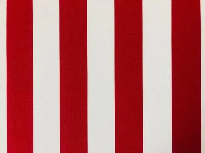 LUSHFABRIC Red & White Stripe DRALON Outdoor Teflon Upholstery Curtain Fabric 160cm Wide