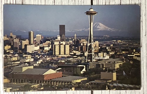 Seattle Washington Skyline Space Needle WA Plaza Hotel 1st Nat'l Bank Postcard - Picture 3 of 4
