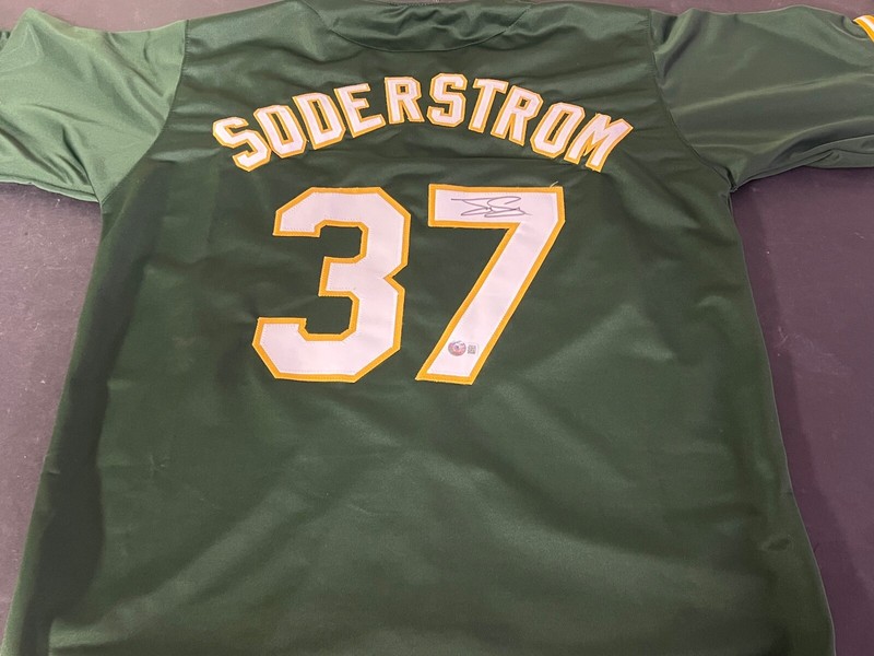 Tyler Soderstrom Oakland A's Auto Signed Custom Jersey Beckett Witness Green