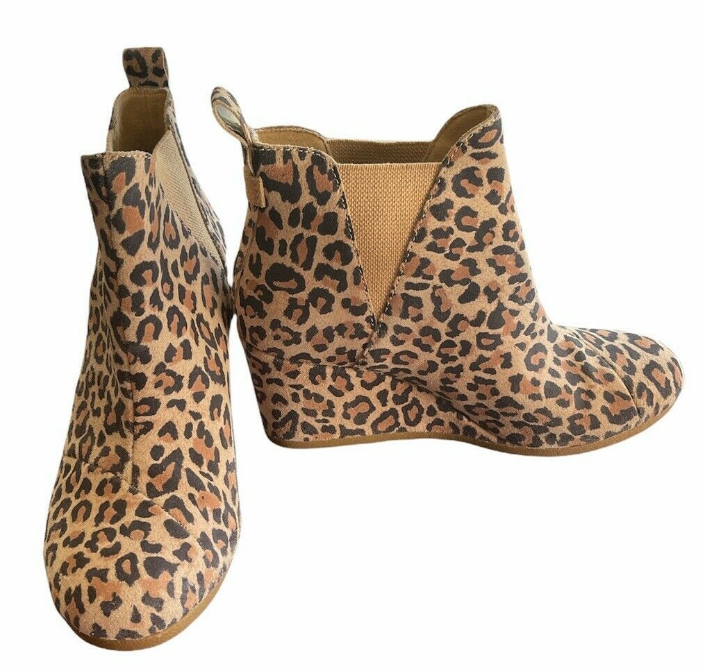 Ankle Boots Toms Leopard Print Wedges TOMS Kelsey Leopard Print