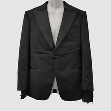Z Zegna Men Black Wool One Button Tuxedo Blazer Sport Coat Suit Jacket Size 50