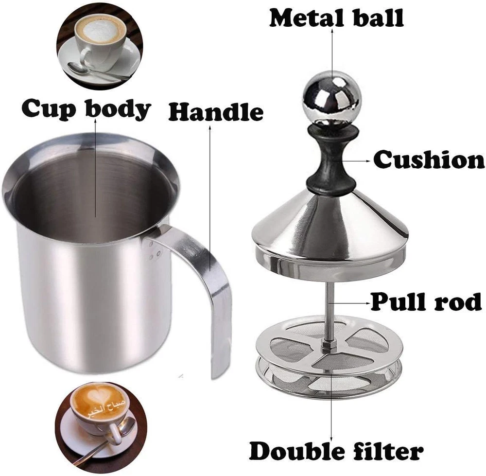 Milk Frother,  Stainless Steel Manual Milk Foamer, Handheld Coffee Milk Frothing