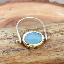 Aqua Chalcedony 925 Sterling Silver Gemstone Ring Rotation Ring, Handmade Ring