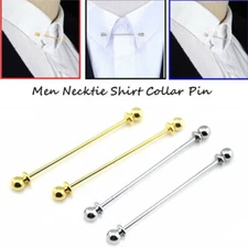 Necktie Bar Shirt End Pin Round Pin Tie Men Gift Brooch Clasp Collar Clip Silver