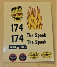1/32 Strombecker slot car WATERSLIDE Decal Sheet 174 THE SPOOK DRAGSTER