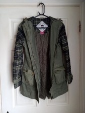Bellfield Long Parka Coat Green (womens 6/xxs) Vgc