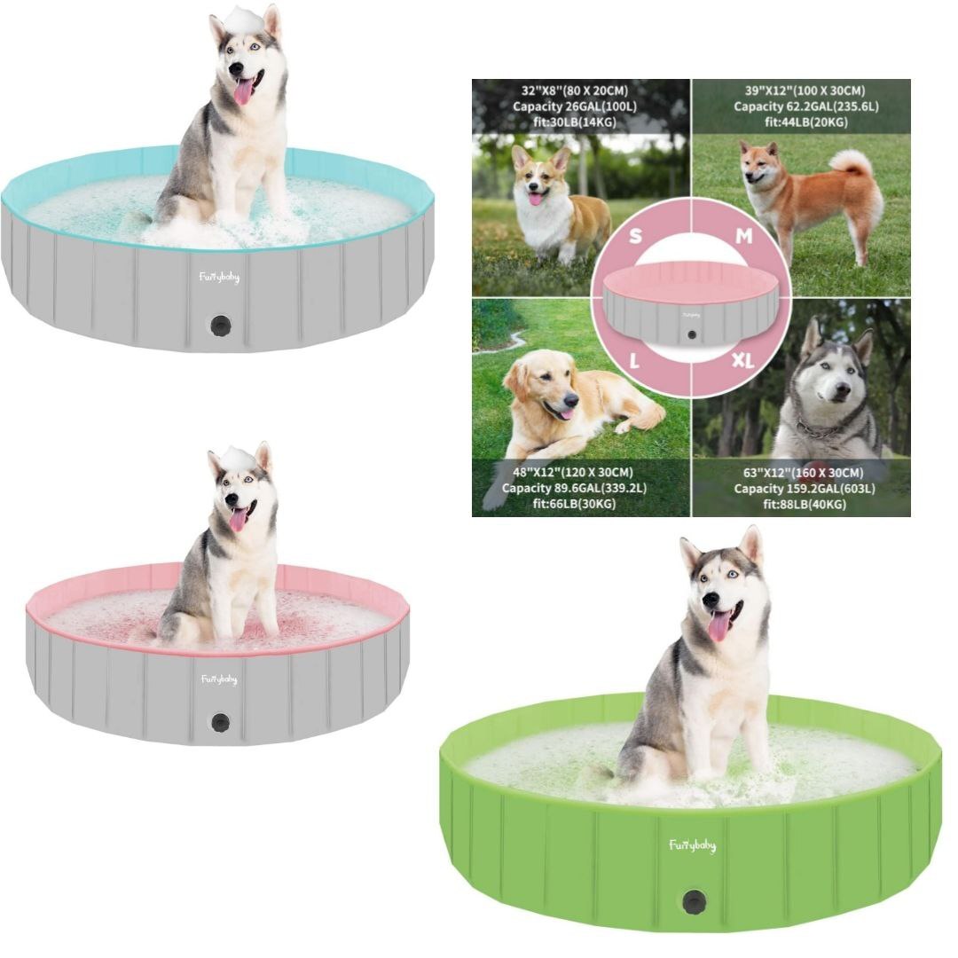 Piscina para perros pelurybaby, piscina de remo duradera con orificio de drenaje rápido, plegable