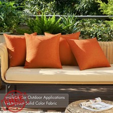 MIULEE 4pk Orange 16x16" Waterproof Outdoor Linen Pillow Covers Farmhouse