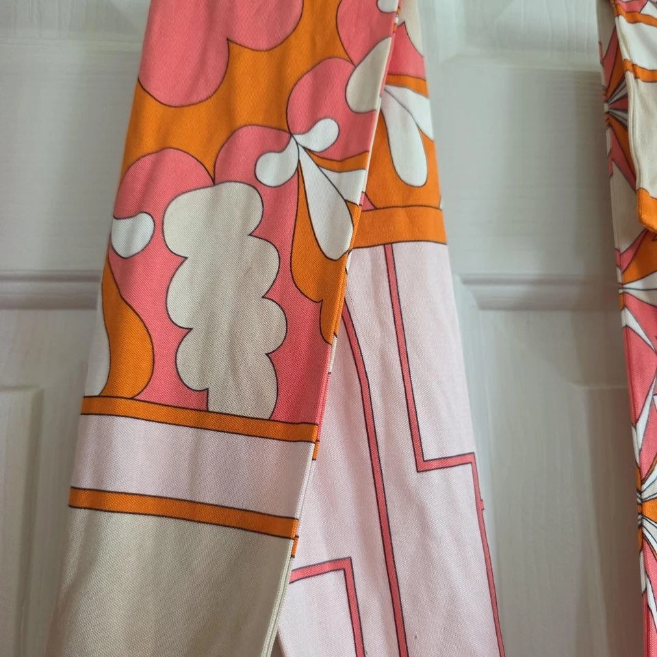 Emilio Pucci длинный хлопок шарф оранжевый розовый белый цветок 10 см x 98 см - Изображение 3 из 4