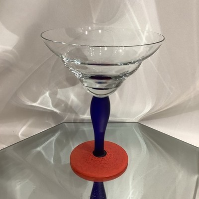 Romania Crystal Martini Margarita Blue Orange Beehive 6.25  Glass